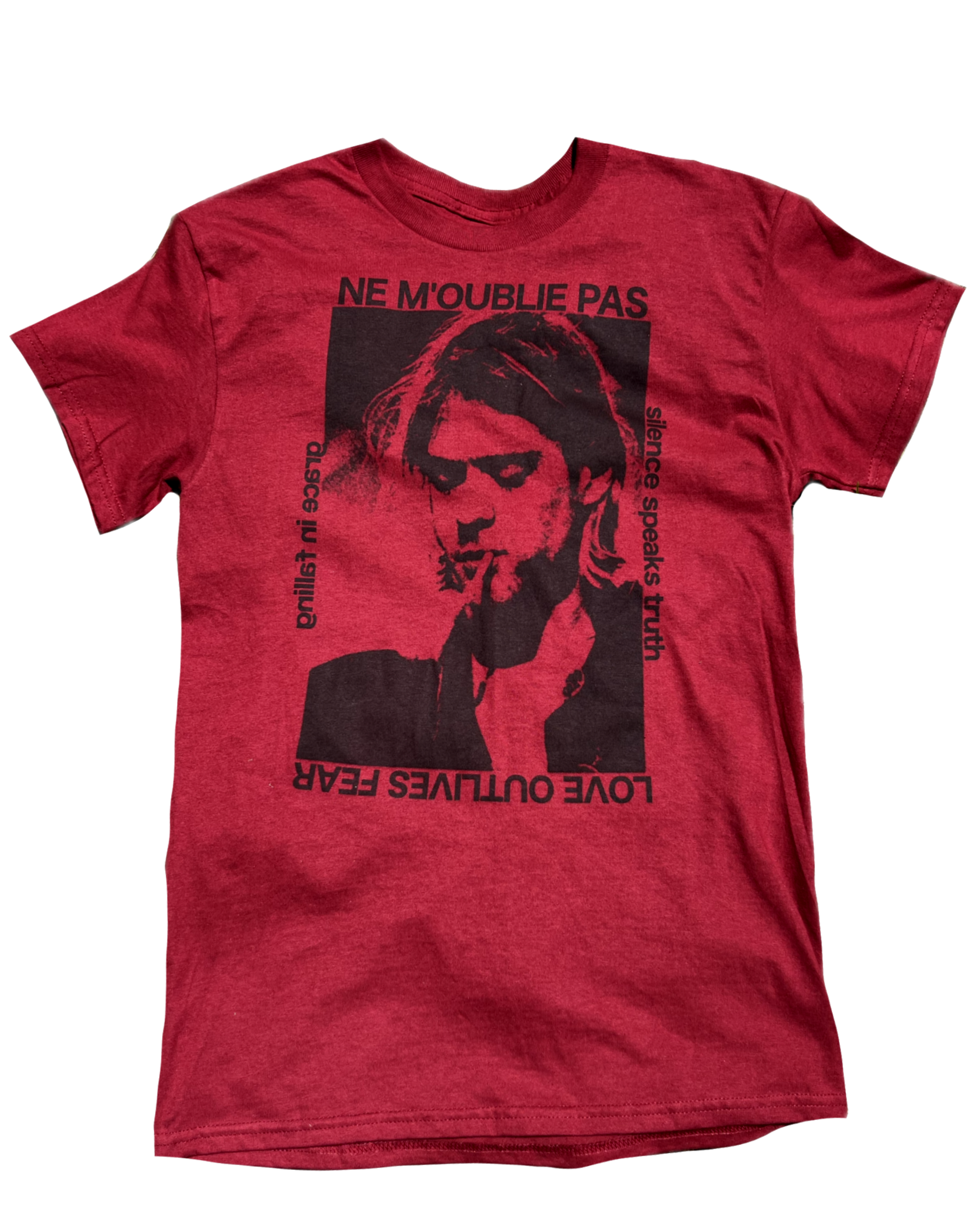 burgundy “kurt cobain" shirt